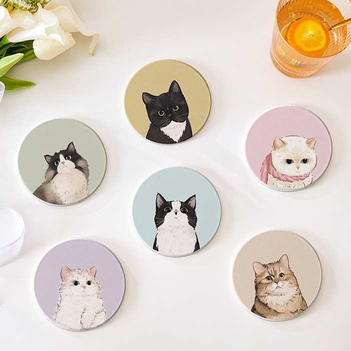 《05165》可愛貓咪硅藻土杯墊