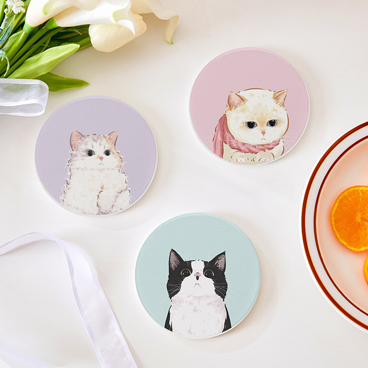 《05165》可愛貓咪硅藻土杯墊