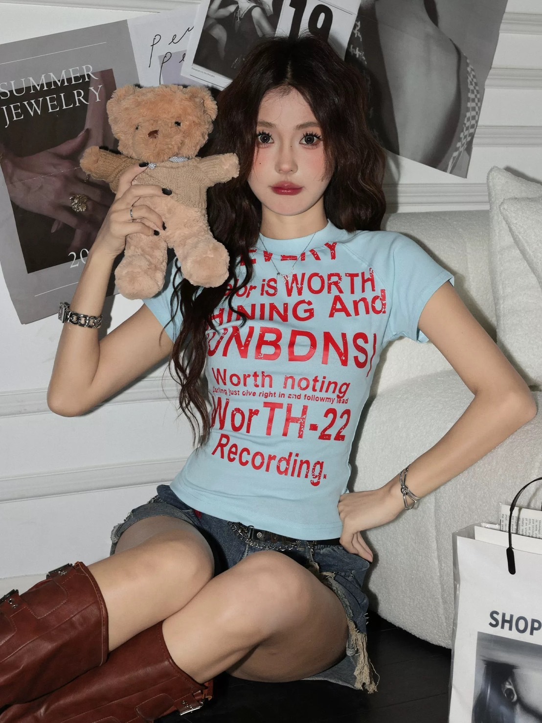 (GOAL) 美式撞色系字母修身短tee 060 UNBD