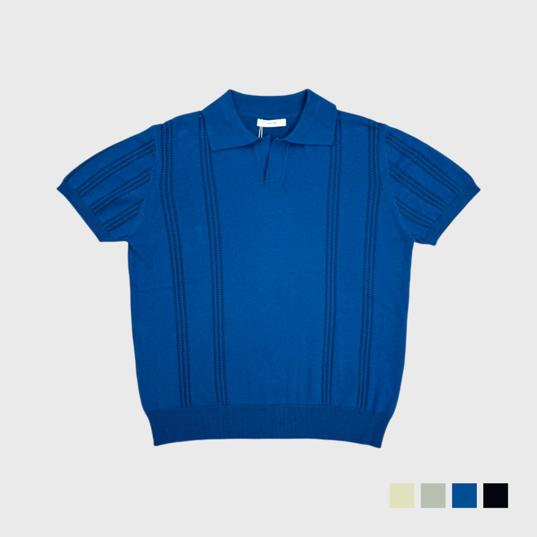 條紋緹花紋理針織短袖