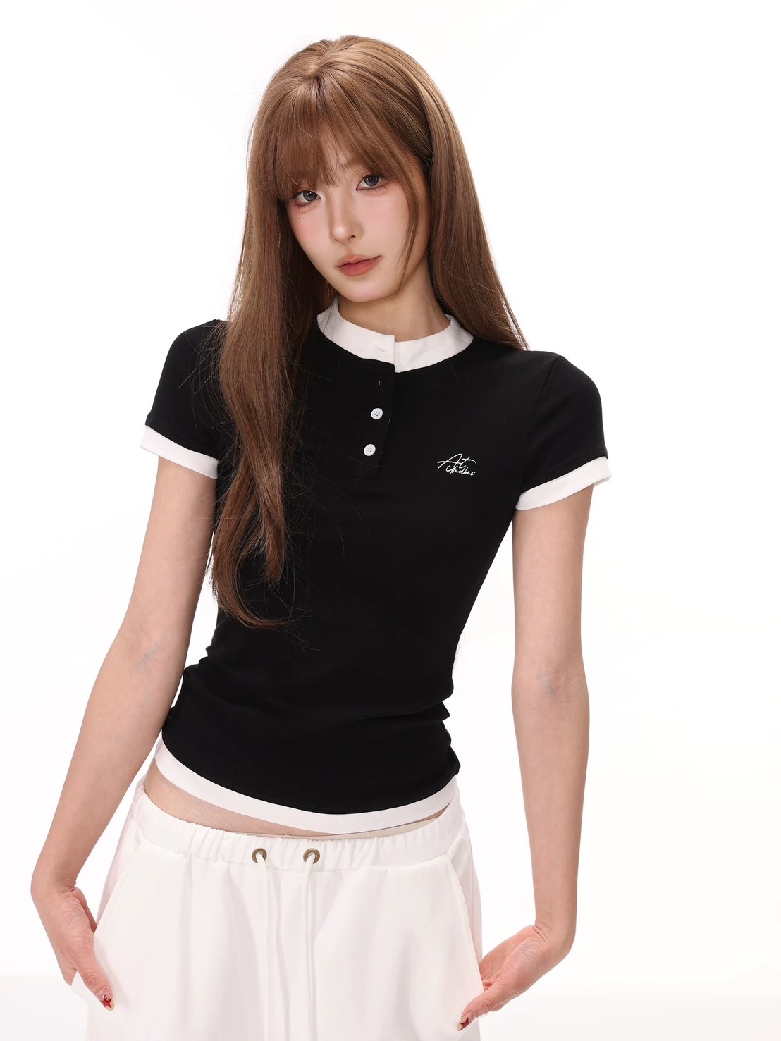 (GOAL) 假兩件鈕扣修身上衣 013 UNBD