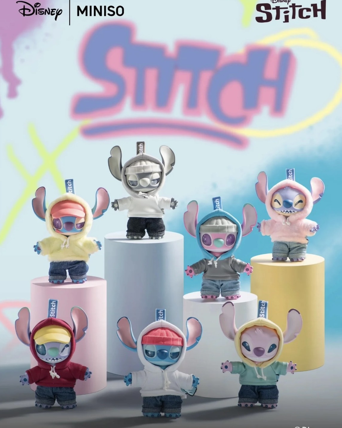 MINISO 迪士尼 史迪奇 Genz 街頭 搪膠毛绒系列盲盒