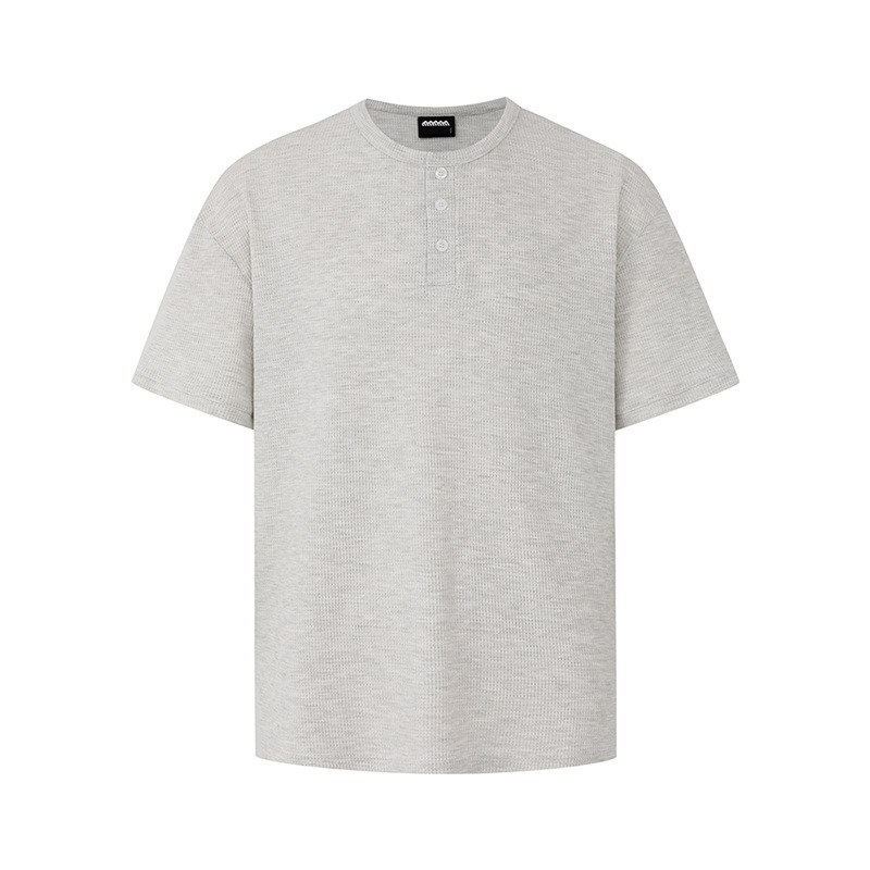 韓版條紋亨利領純色修身短袖 T-Shirt