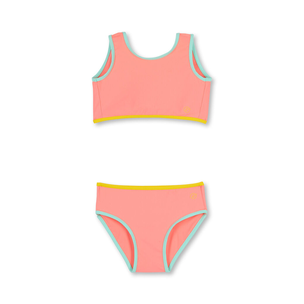 粉桃橘 Whithney Peach - 比基尼兩件式 | 海廢再生 抗UV兒童防曬泳裝