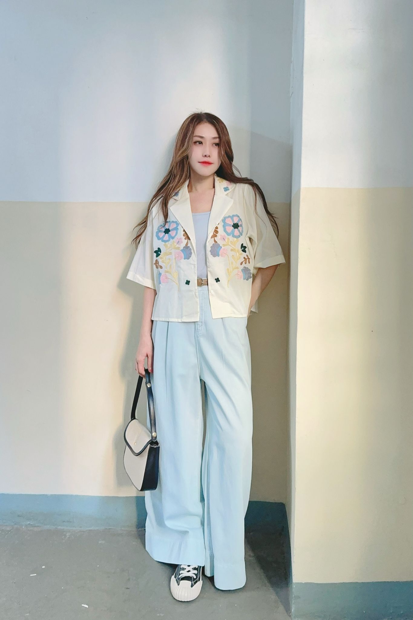 JK#7241🤍粉彩式刺繡薄外套