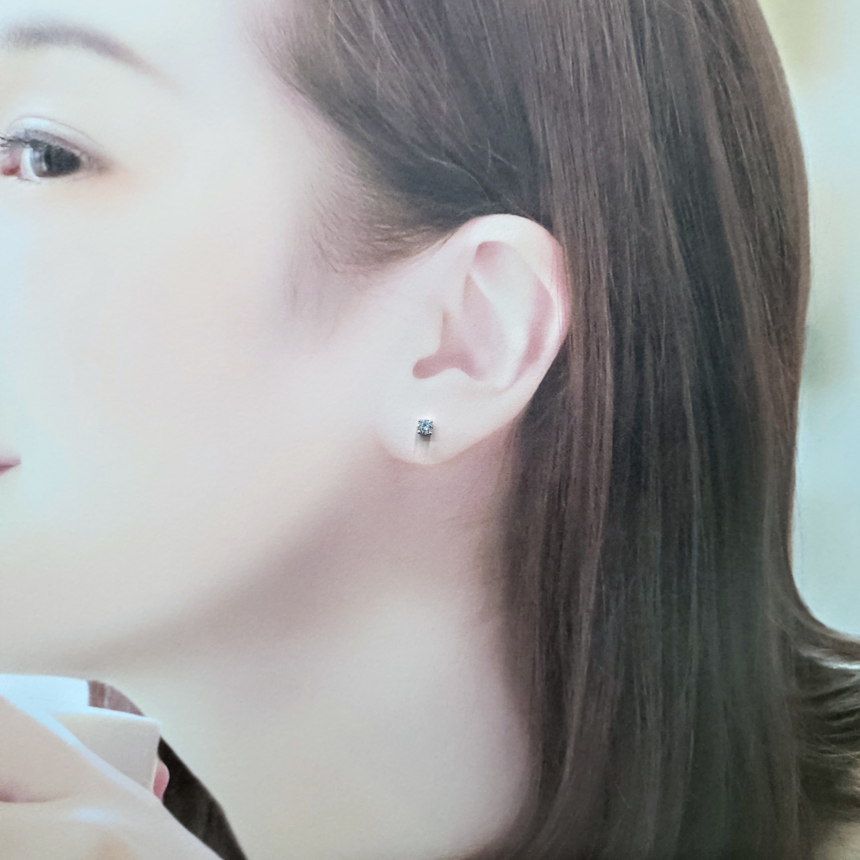 全新18K白金【主石38份鑽石】4爪耳環