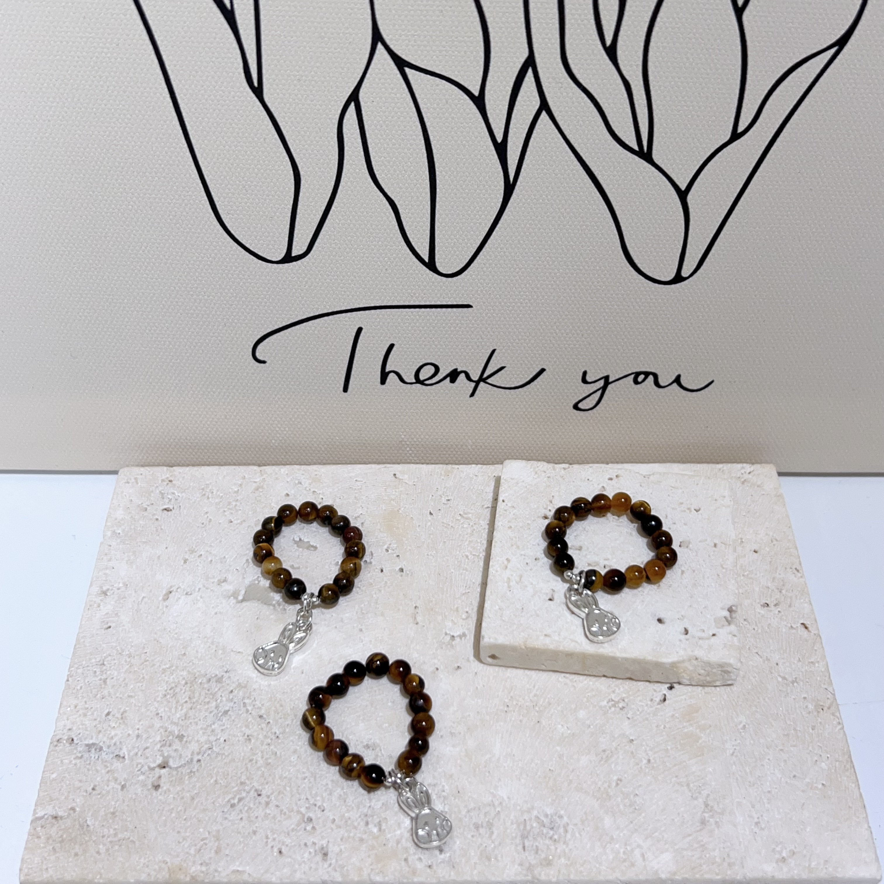 虎眼石兔仔造型戒指