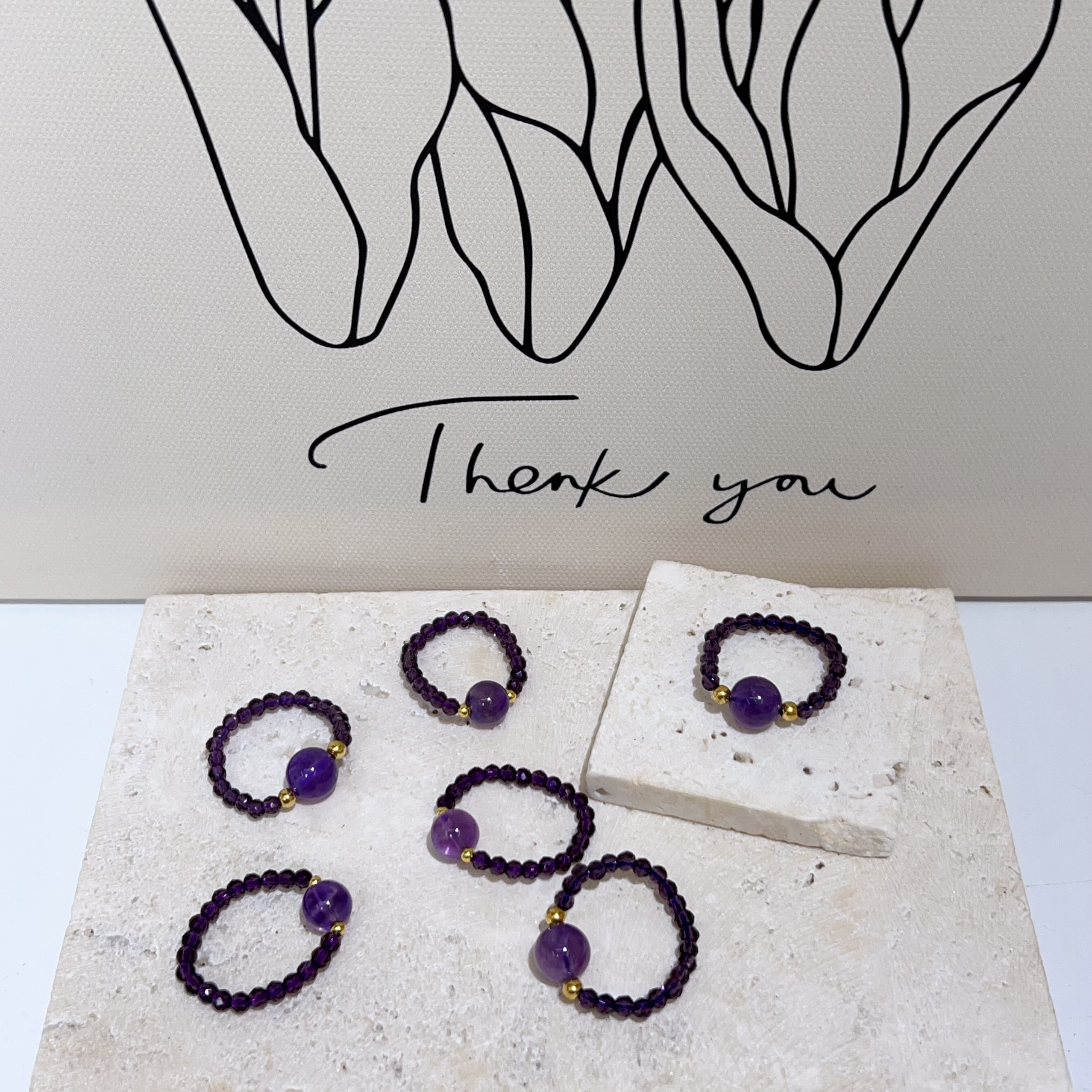 紫水晶鑽切拼大珠設計款戒指