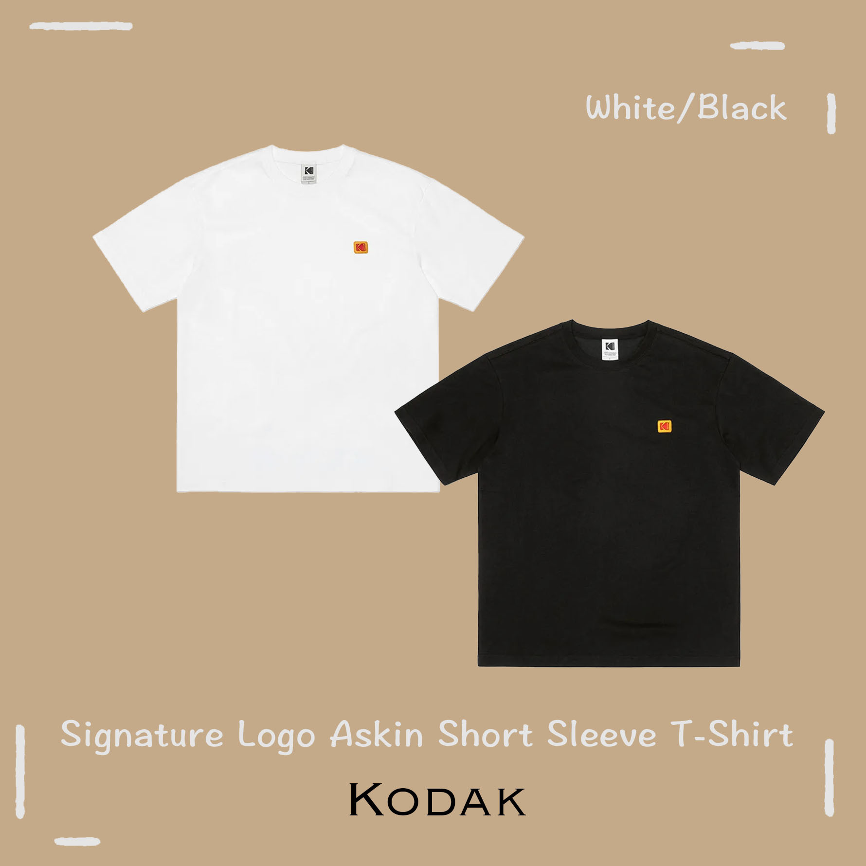 【OWN】Kodak 短袖上衣 經典LOGO Askin 涼感 厚磅 舒適 透氣 夏季短T 刺繡 不分男女 黑色 白色 K5223ERS34