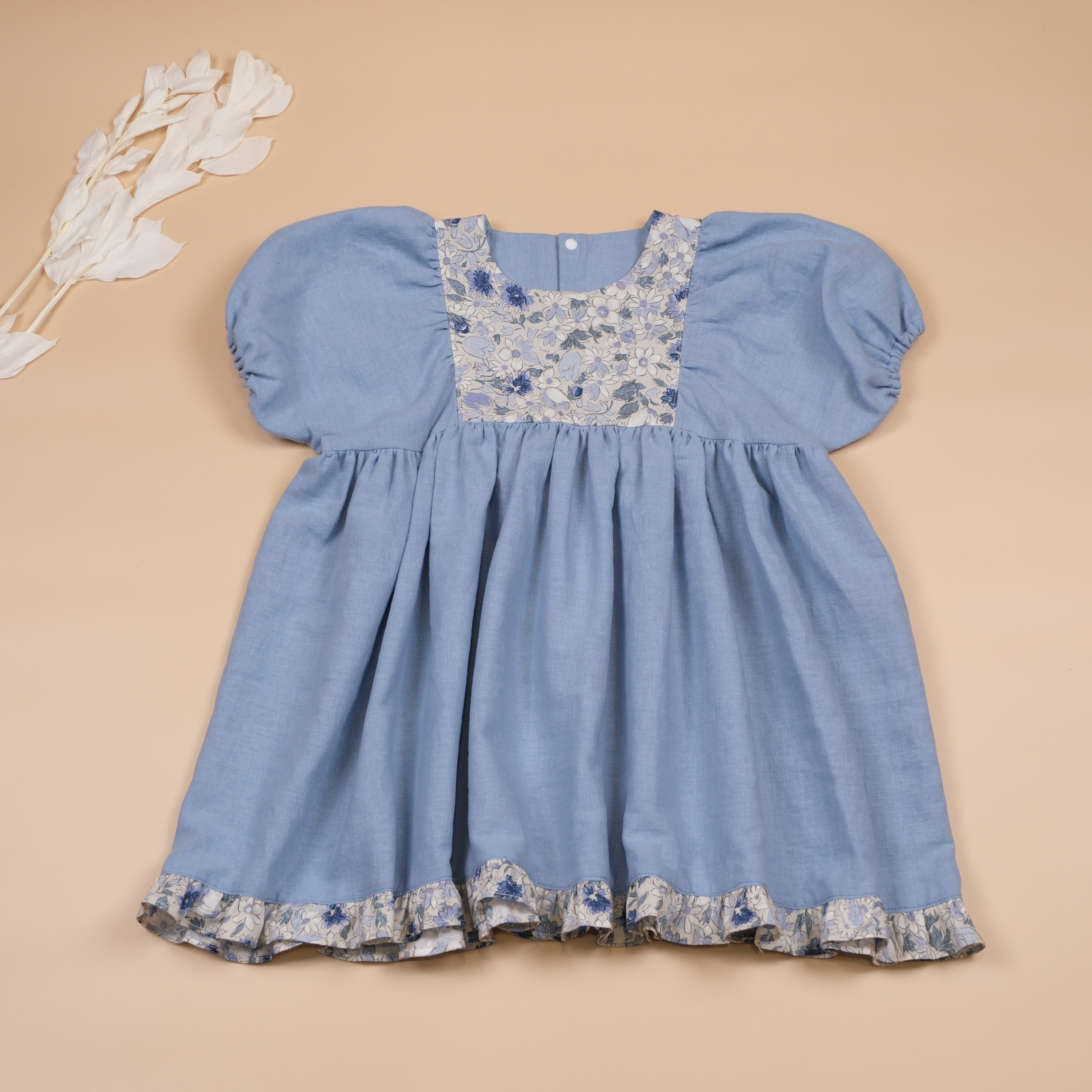 花語時光 Hanakotoba ⟡ 霧藍山丘 ⟡ 手作女童半袖洋裝