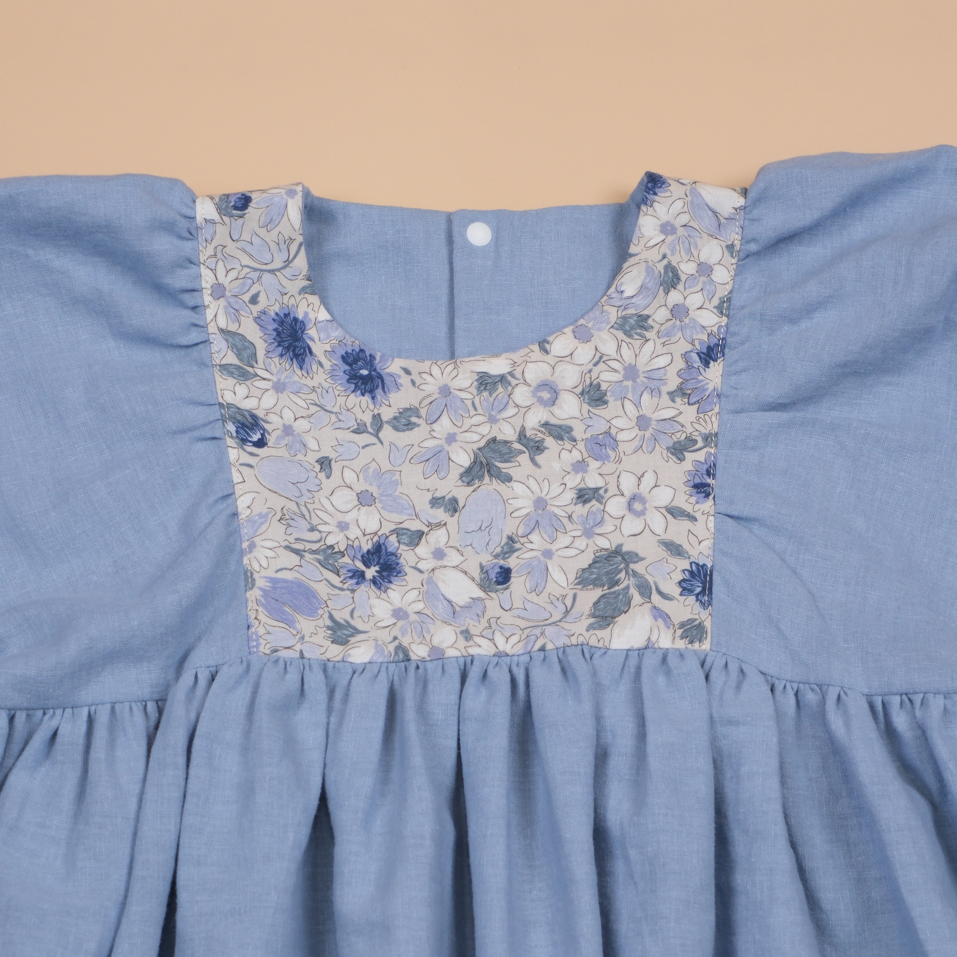 花語時光 Hanakotoba ⟡ 霧藍山丘 ⟡ 手作女童半袖洋裝