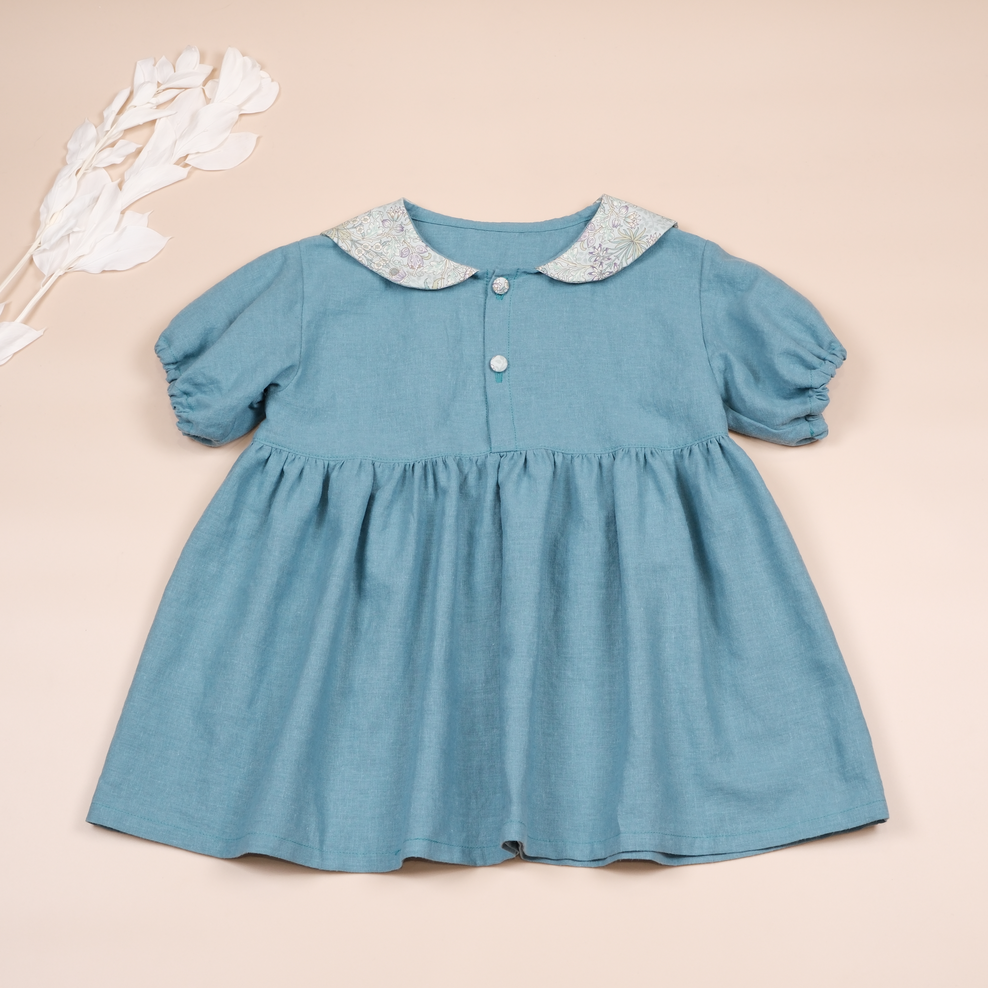 海辛絲花園 Hyacinth Garden ⟡ 晨霧藍衫 ⟡ 手作女童短袖洋裝