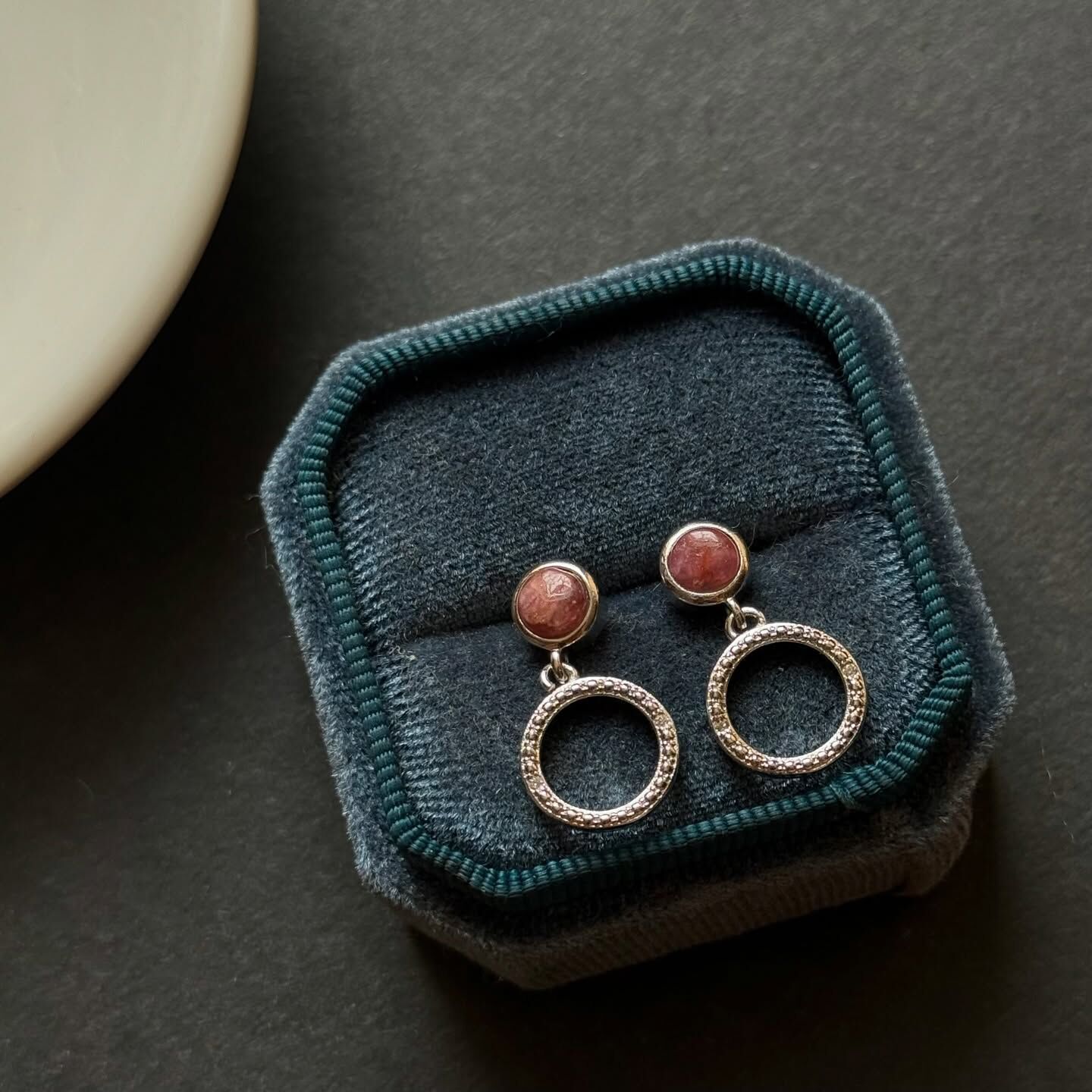 [原石] 西瓜碧璽 / 粉紅碧璽 925銀耳環 水晶耳環