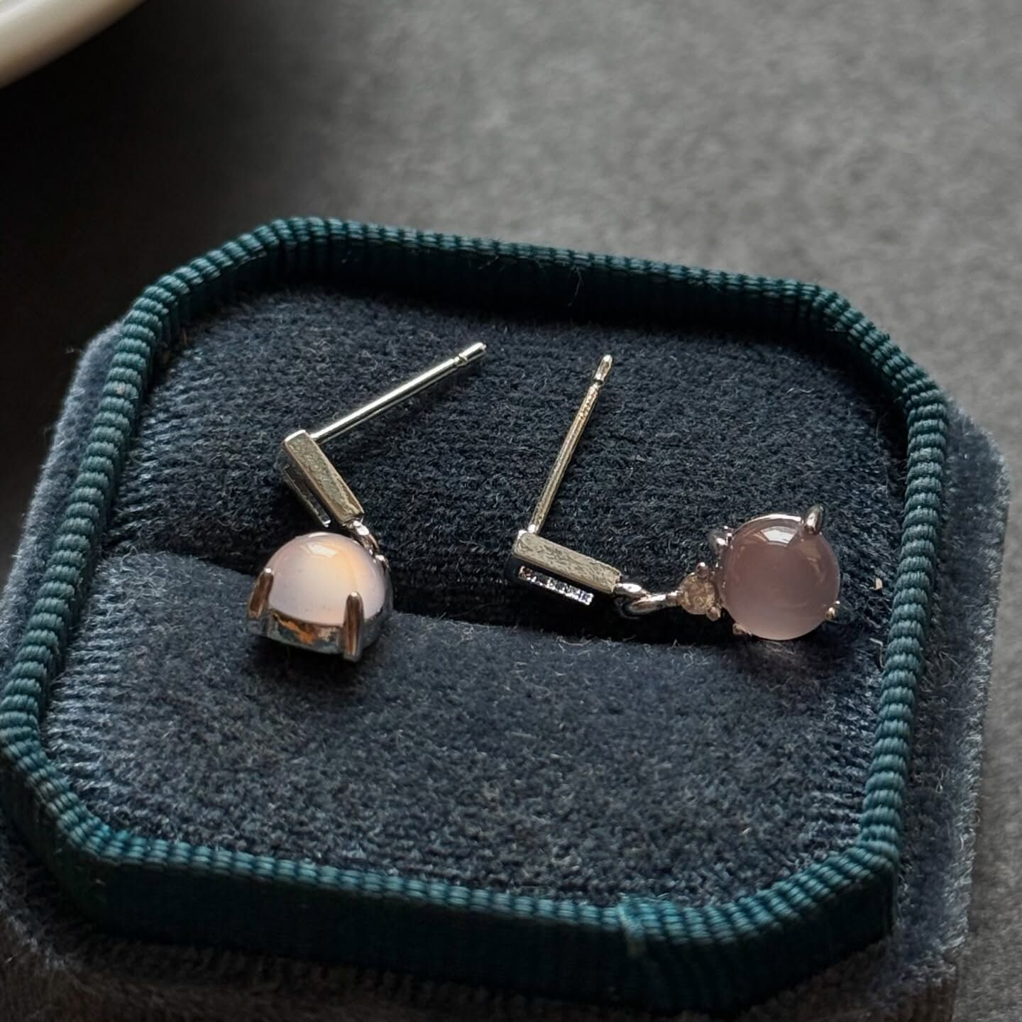 [原石] 粉晶 925銀耳環 水晶耳環