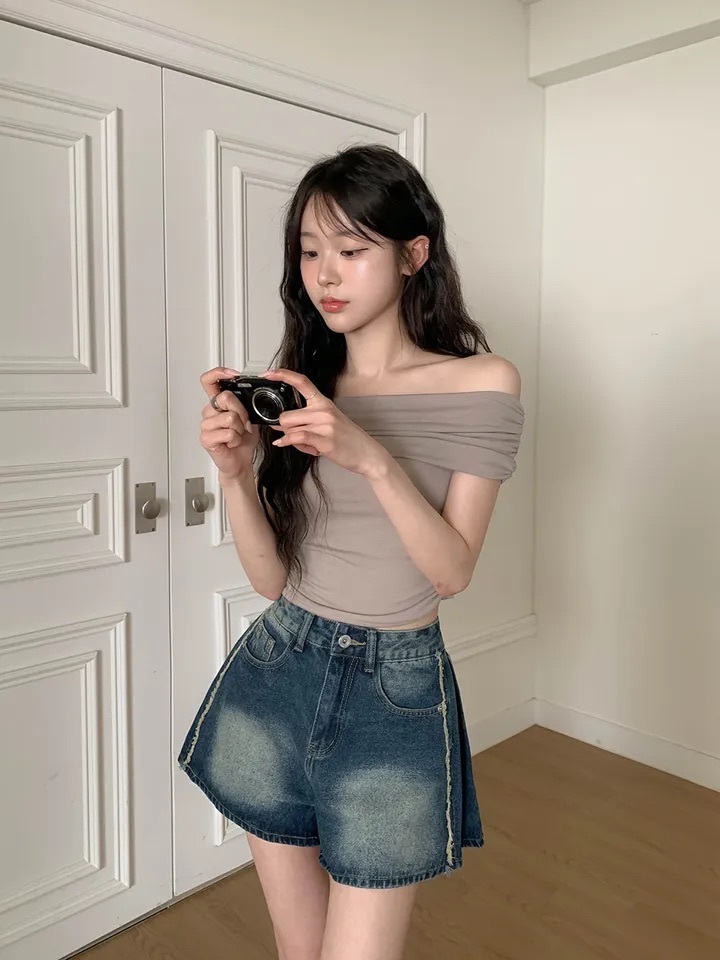 【優惠預訂】KR LISE SIDE SHIRRING OFF SHOULDER T-SHIRT（6色）