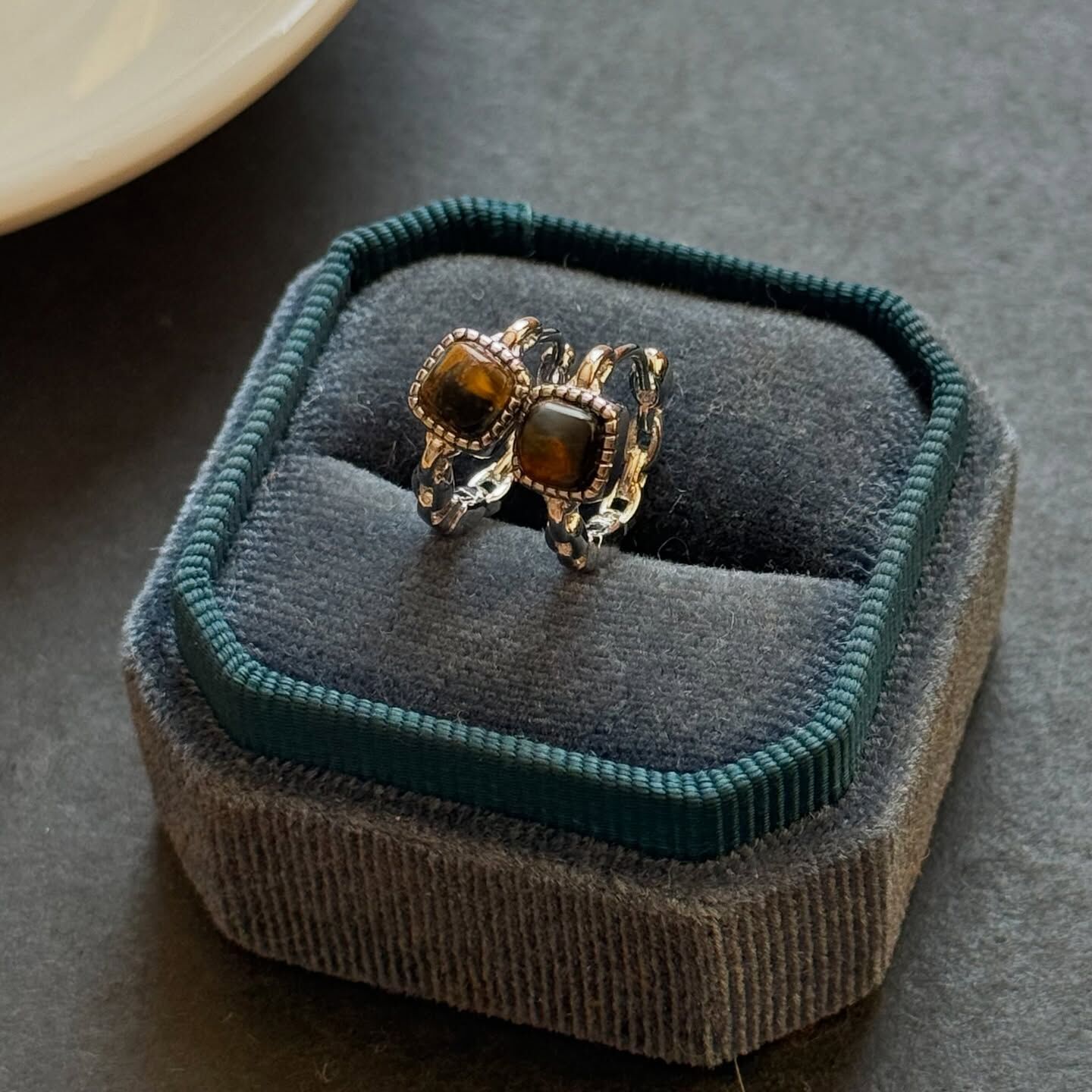 [原石] 藍彼得石 水晶耳環 圈圈耳環