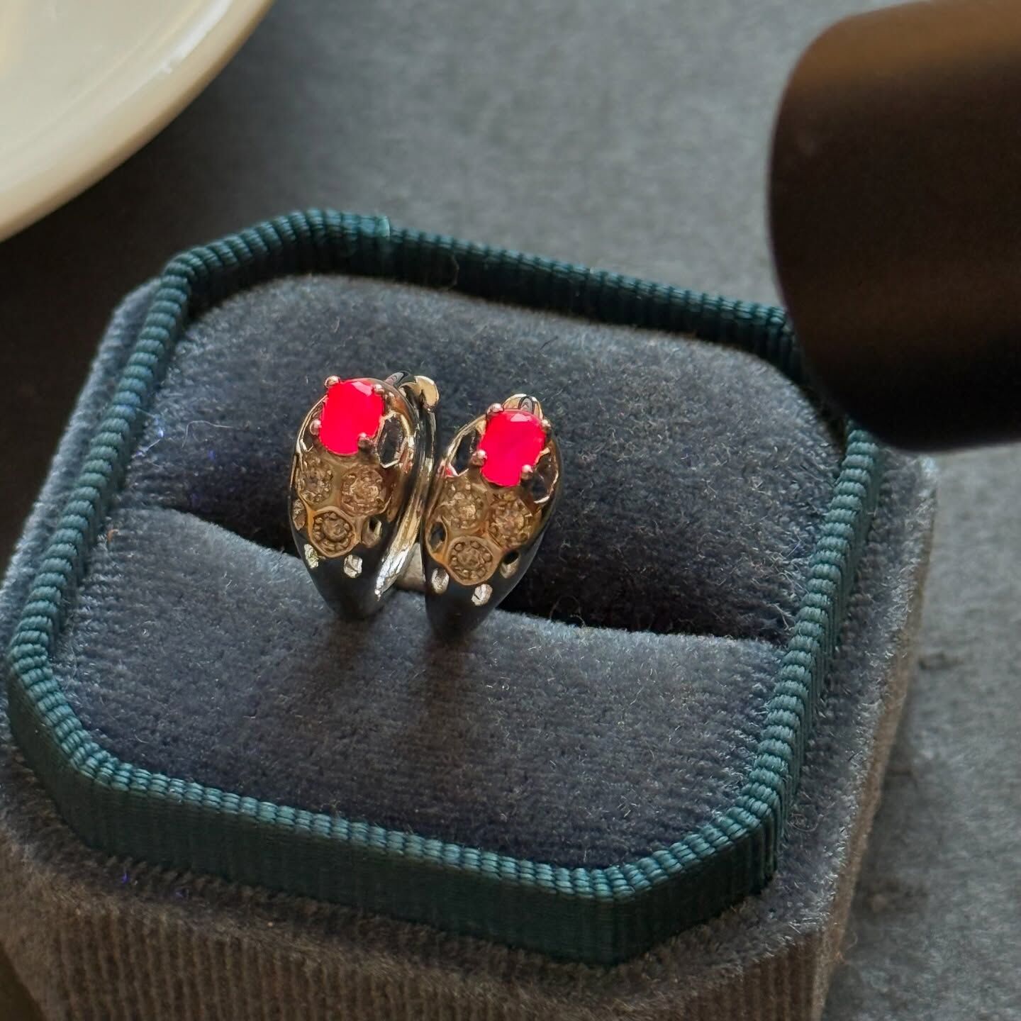 [原石] 紅寶石 水晶耳環 圈圈耳環