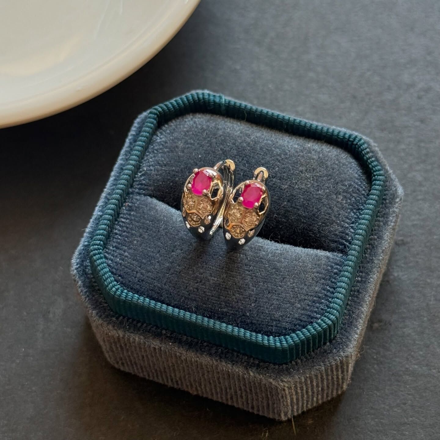 [原石] 紅寶石 水晶耳環 圈圈耳環