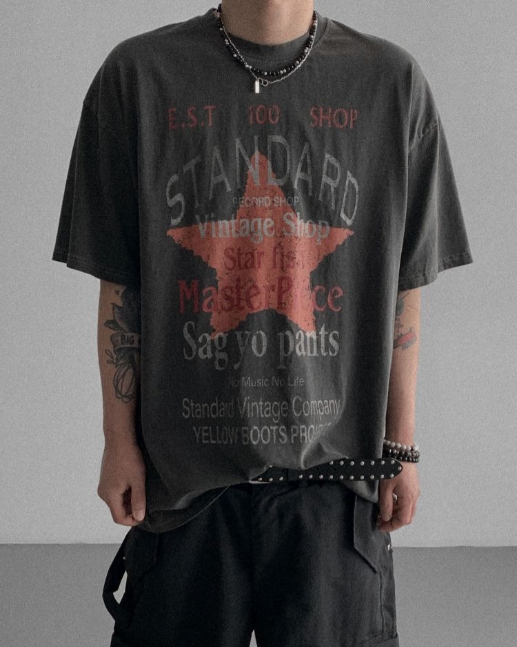 星星顏料水洗短袖上衣