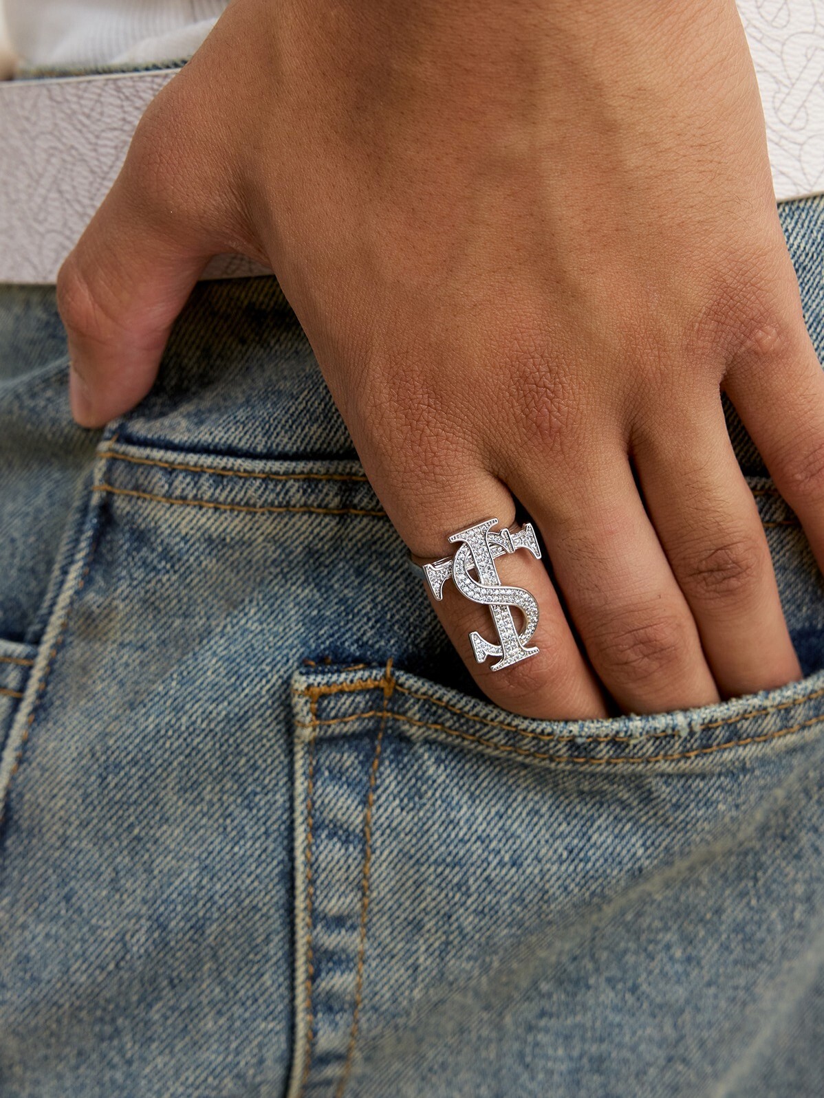 STK SmallTownKid 滿鑽LOGO 亮銀 戒指