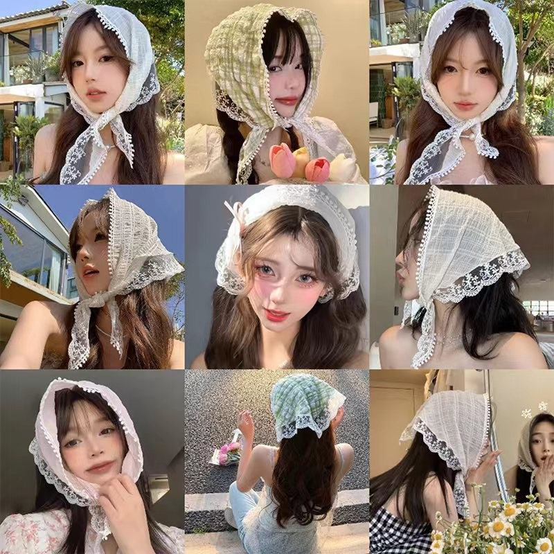 French Lace Hollow Triangle Scarf