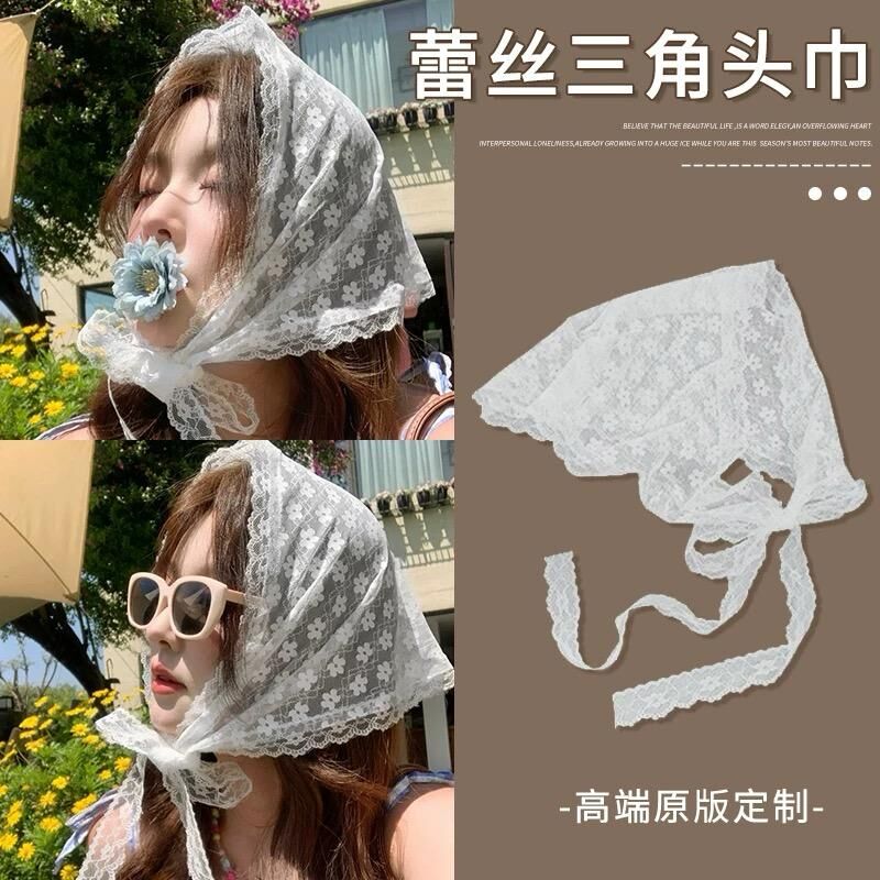 French Lace Hollow Triangle Scarf