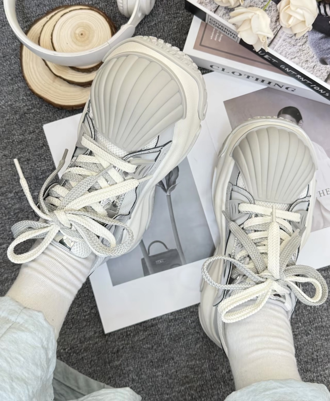 C.BANNER 千百度 銀灰色 灰色 厚底 雙鞋帶 機能風 大頭鞋 貝殼頭 女款/預購