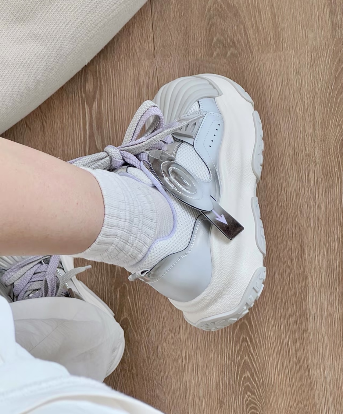 C.BANNER 千百度 紫灰色 紫色 厚底 雙鞋帶 機能風 大頭鞋 貝殼頭 女款/預購