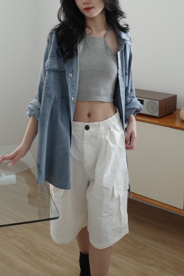 <女裝現貨💗> M16 韓系唰唰感口袋五分褲 兩色