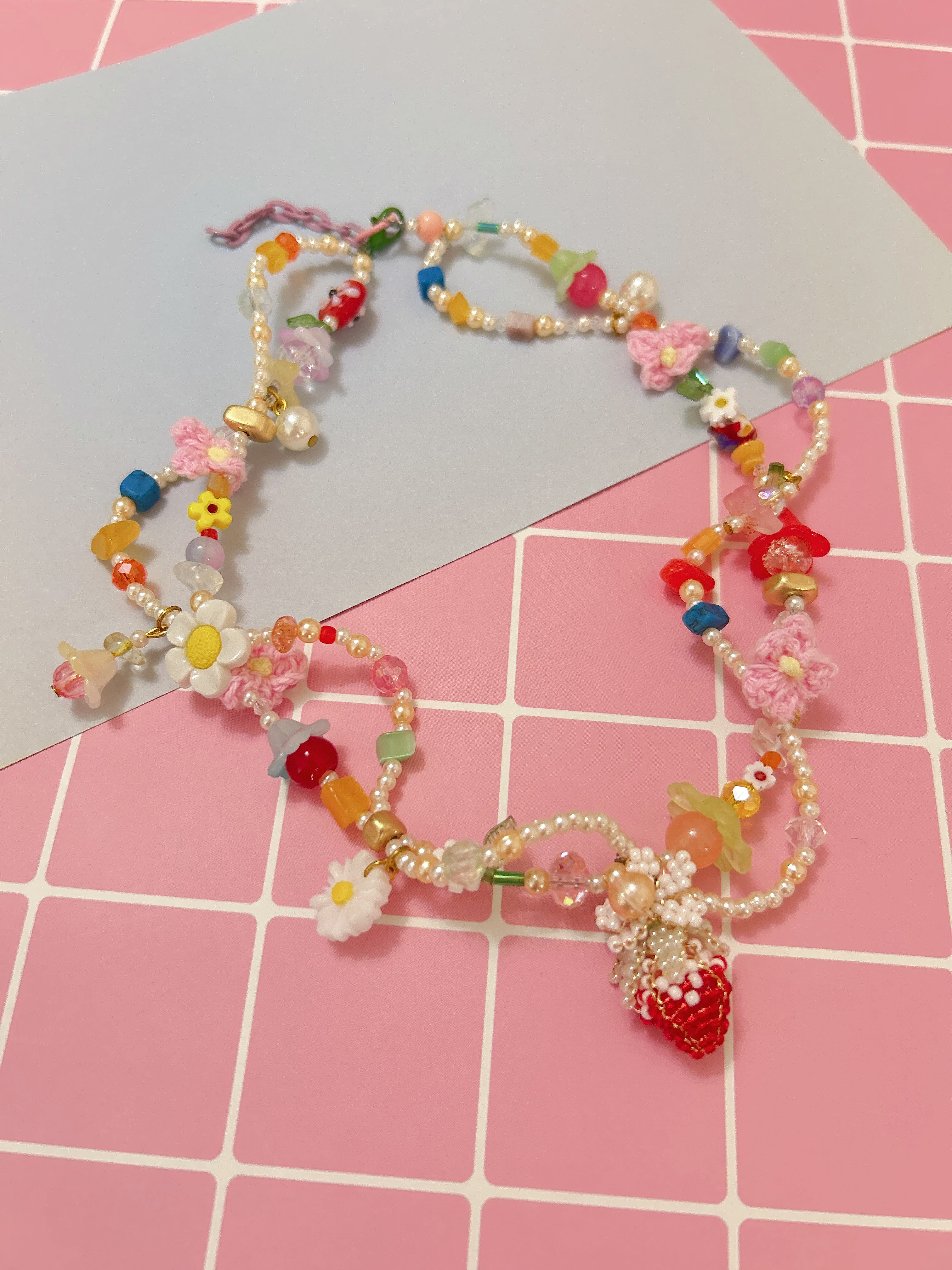 【現貨】泰國手作士多啤梨🍓雙層珠珠頸鏈