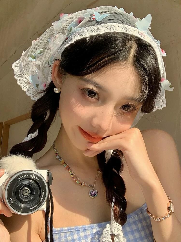 Butterfly Fairy Lace Triangle Headscarf