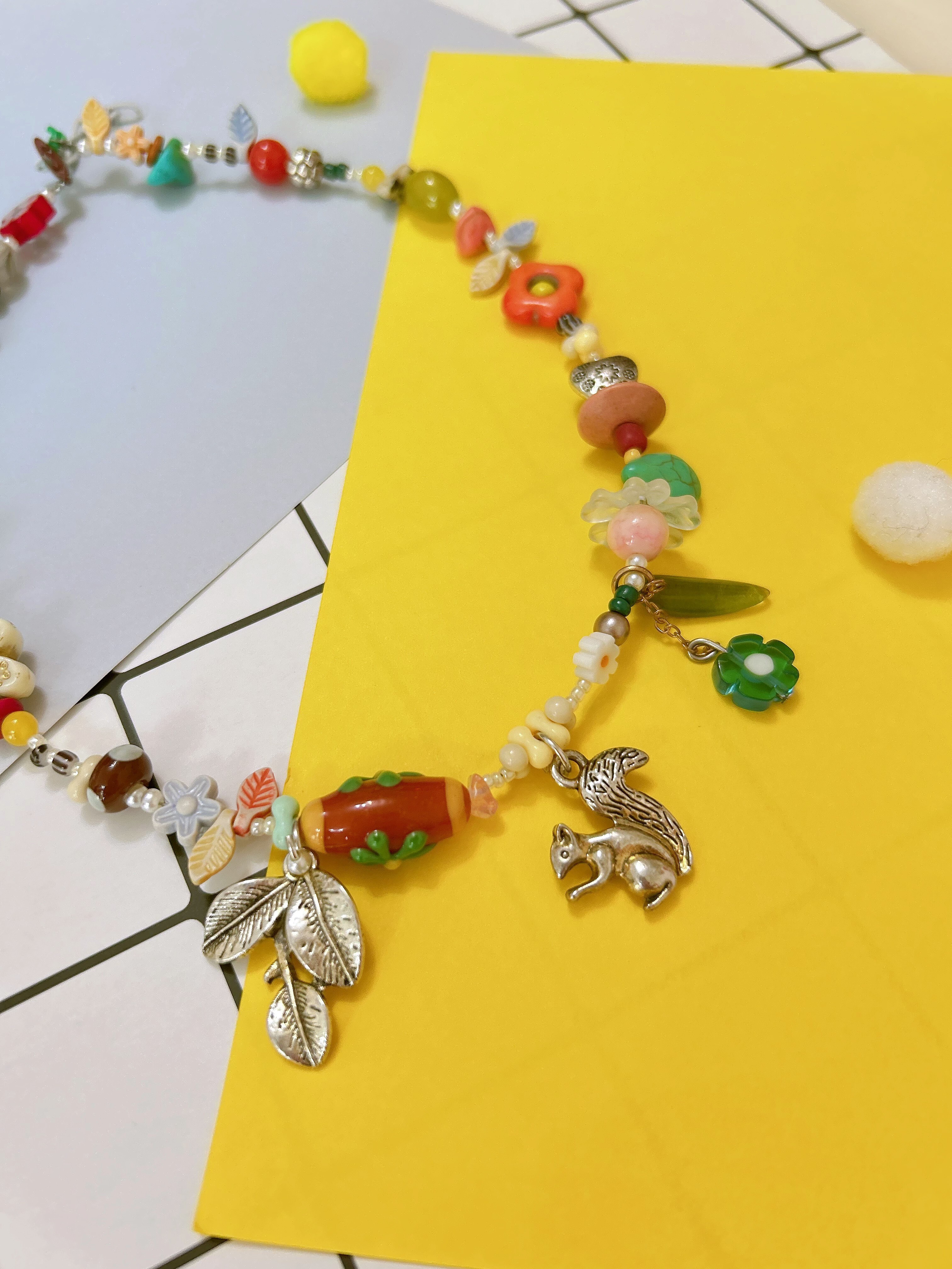 【現貨】泰國手作松鼠🐿珠珠頸鏈