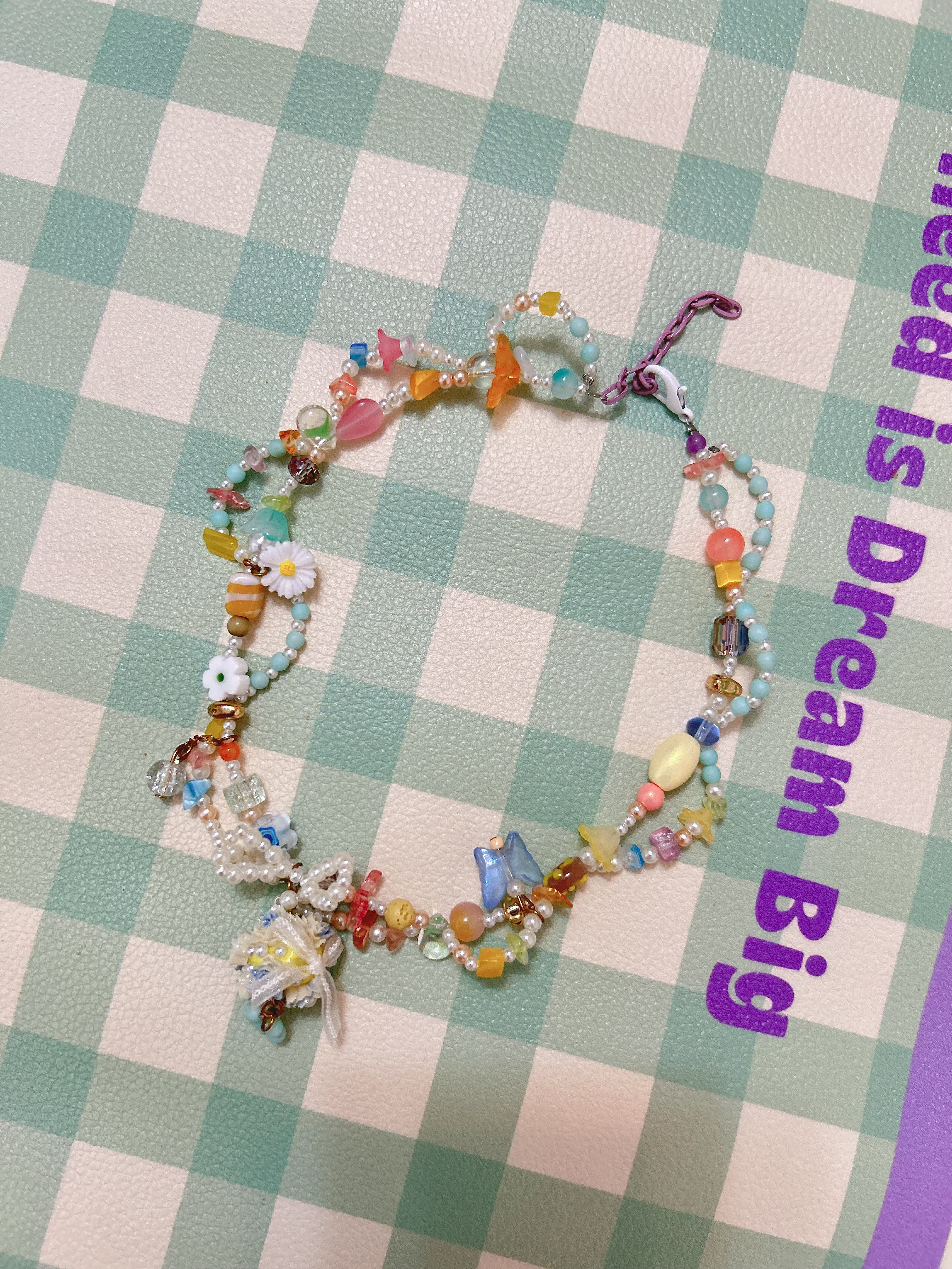 【現貨】泰國手作花球雙層珠珠頸鏈