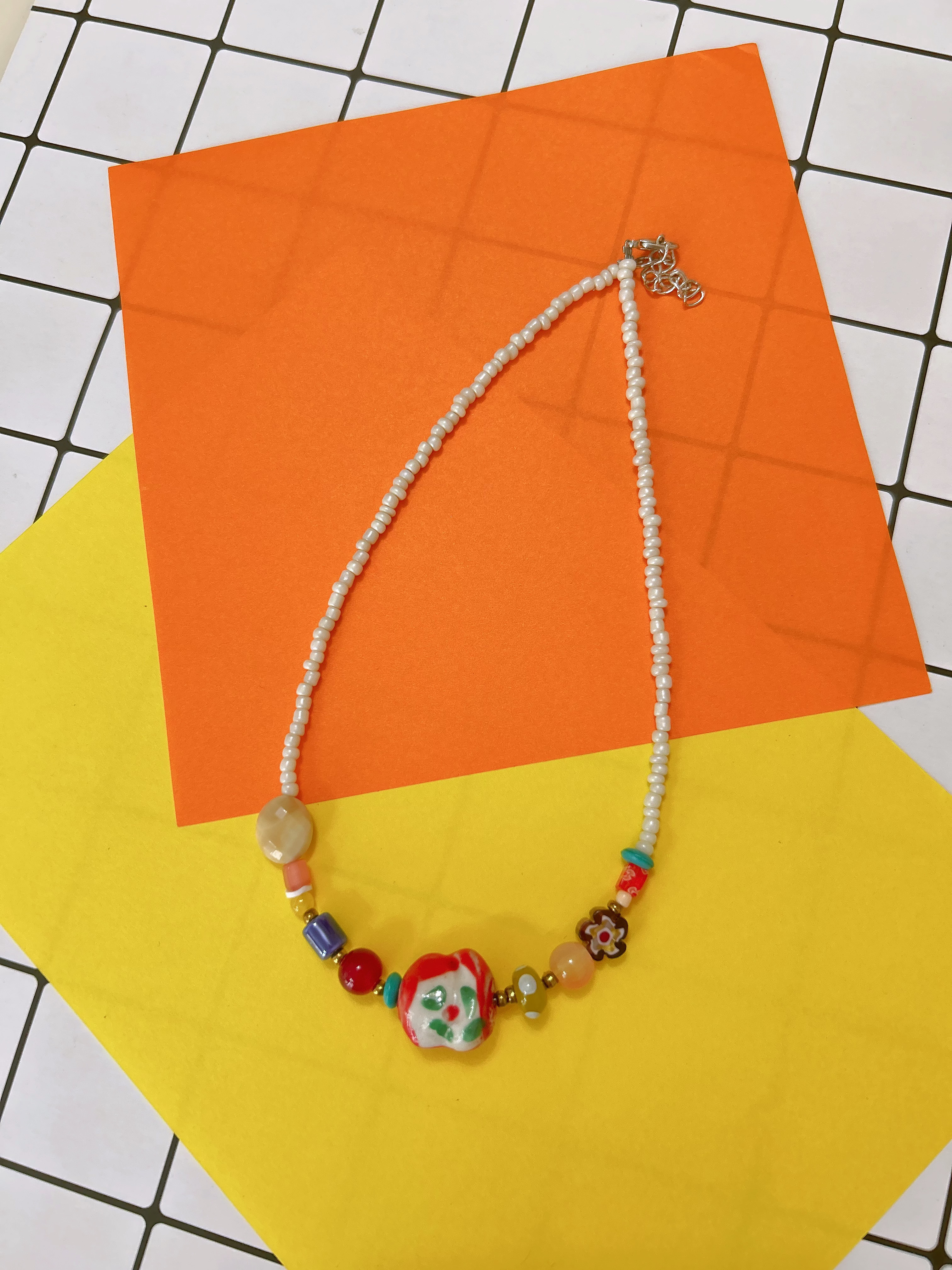 【現貨】泰國手作陶瓷配珠珠頸鏈