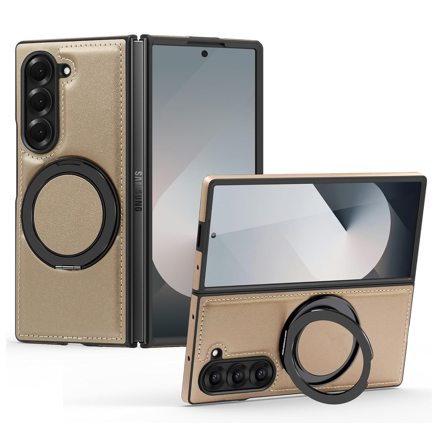 XPRO - Mag Stand Leather - Samsung Fold 7 Case 防撞磁吸旋轉支架皮紋手機保護殼