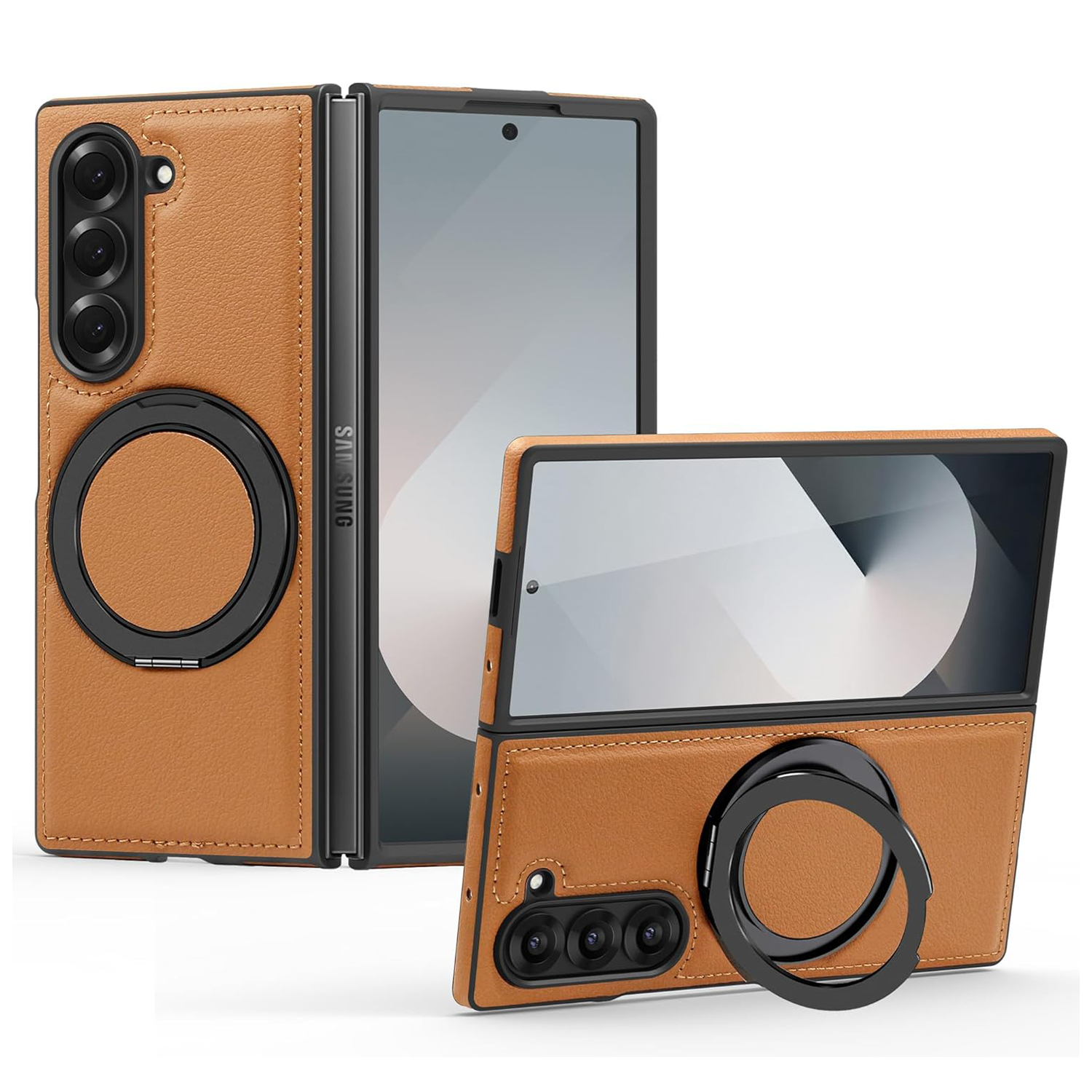 XPRO - Mag Stand Leather - Samsung Fold 7 Case 防撞磁吸旋轉支架皮紋手機保護殼