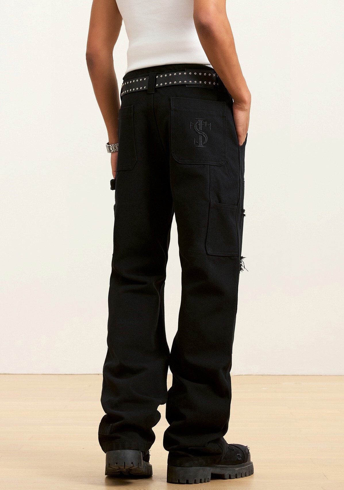 STK SmallTownKid  水洗破壞 鉚釘工裝 伐木褲