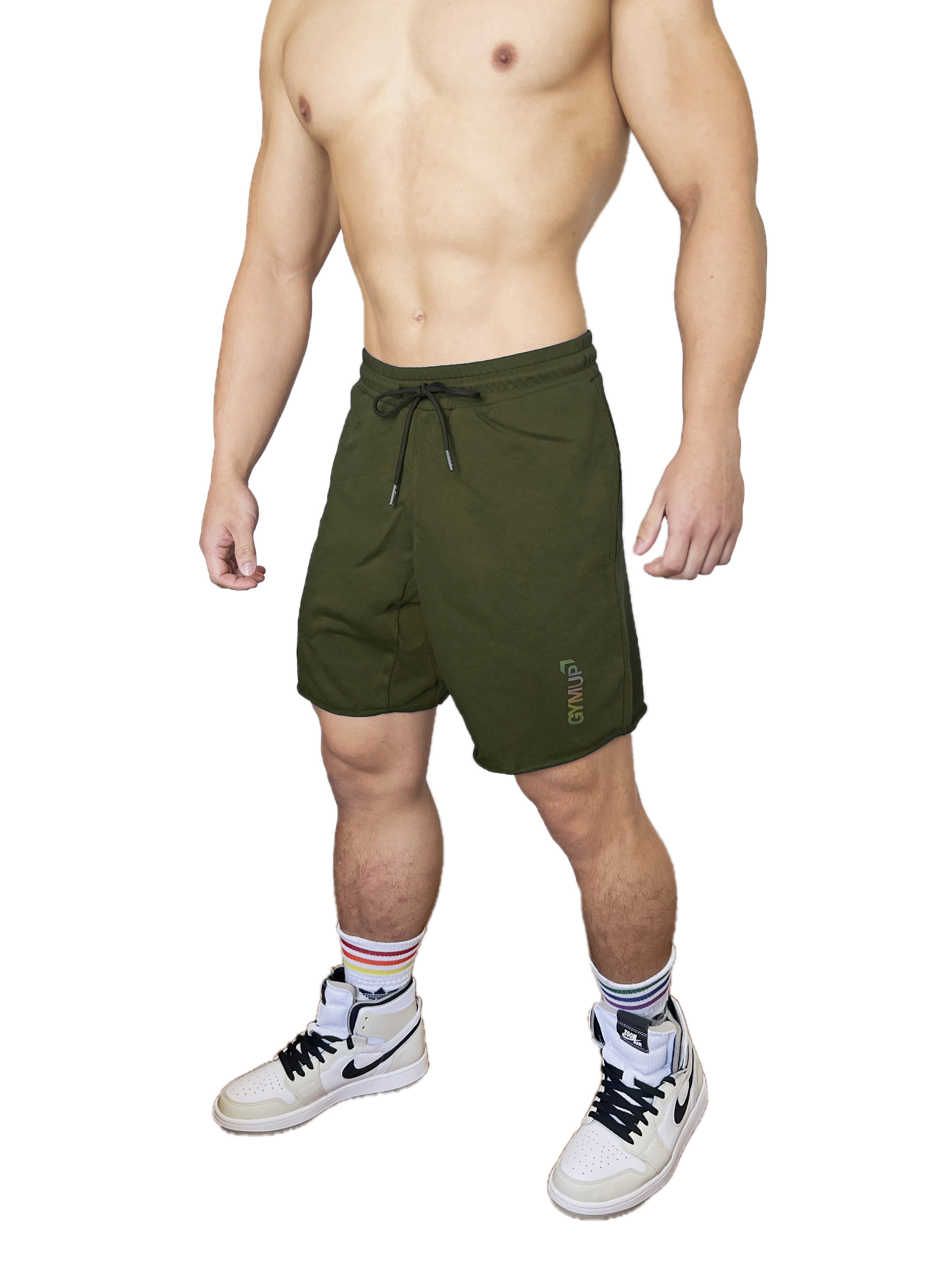 2025 全新配色 - GYMUP 純棉不修邊短褲 01 深墨綠