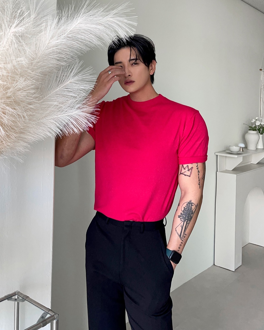 (韓國快閃優惠)肌肉型鮮豔短袖針織衫