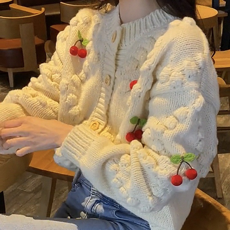 Cherry Sweet Lazy Style Knit Cardigan