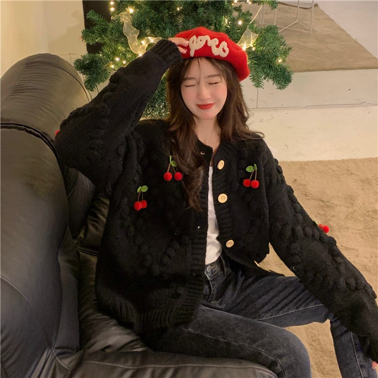 Cherry Sweet Lazy Style Knit Cardigan