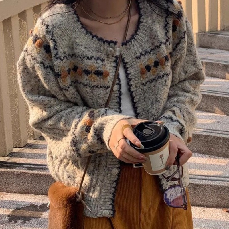 Retro Wool-Blend Lazy Style Knit Cardigan