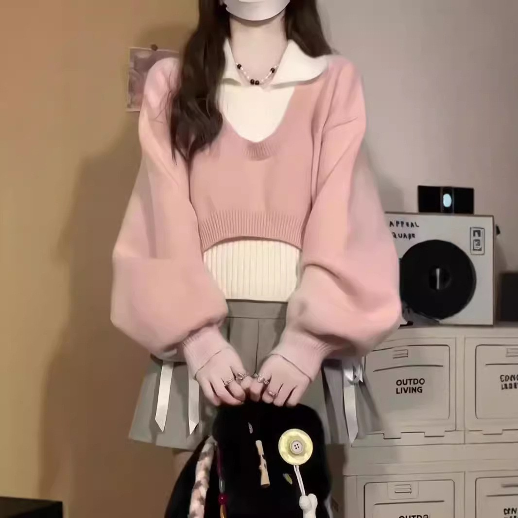 Korean Preppy Style 2-Piece Knit Polo Set