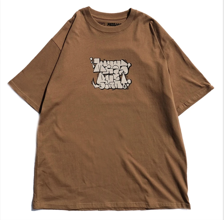 SIGHT X MESS-AGE Throw-up 厚磅短Tee 棕