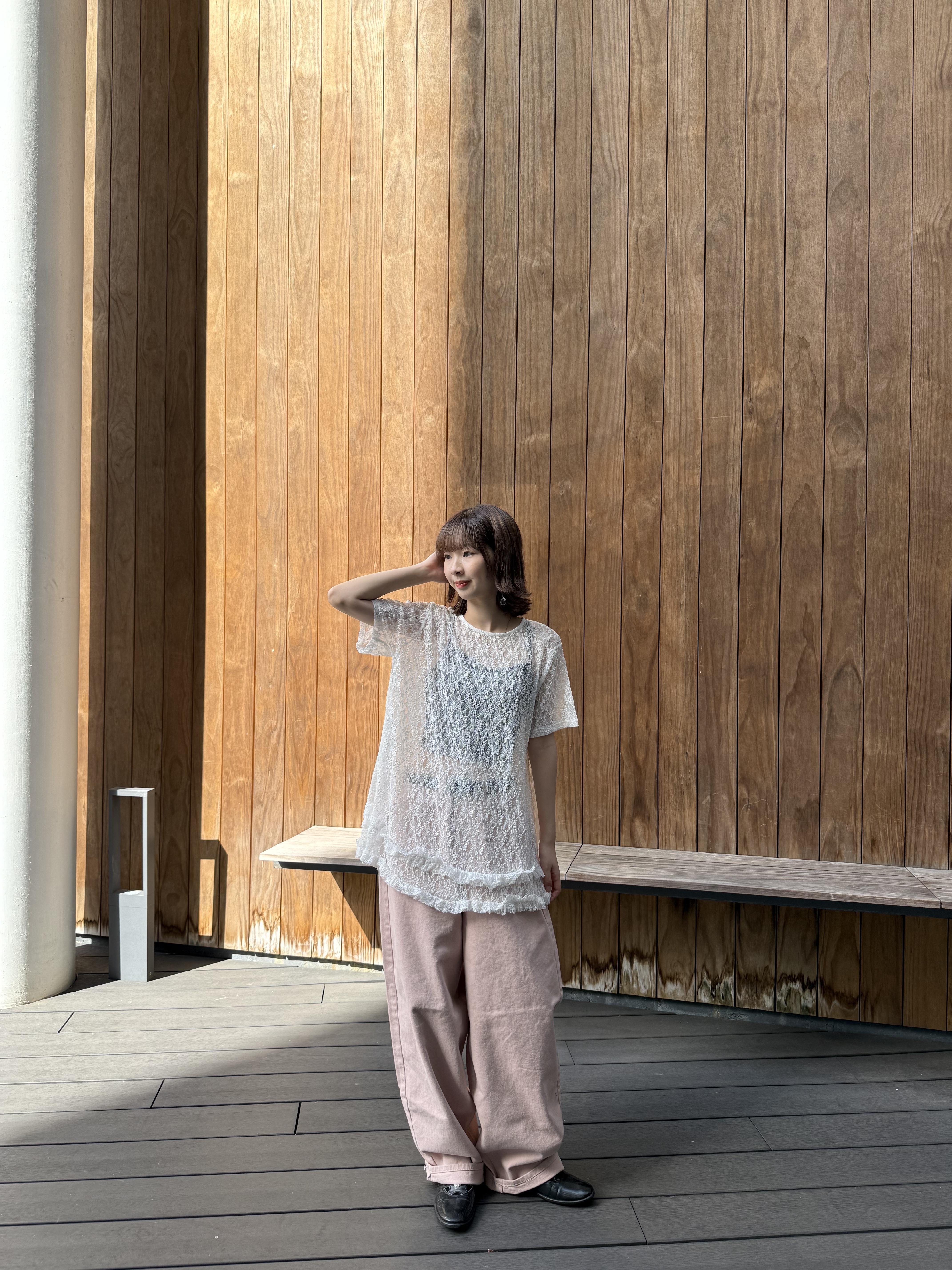 LACE雙層Ruffle寬鬆Top