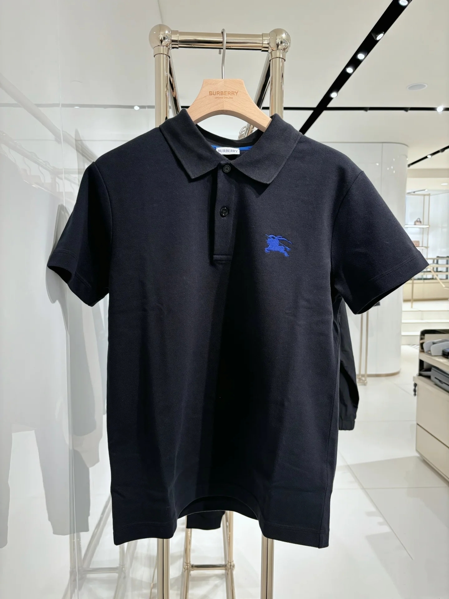 BBR 黑色 經典 男款 刺繡藍色戰馬 Polo
