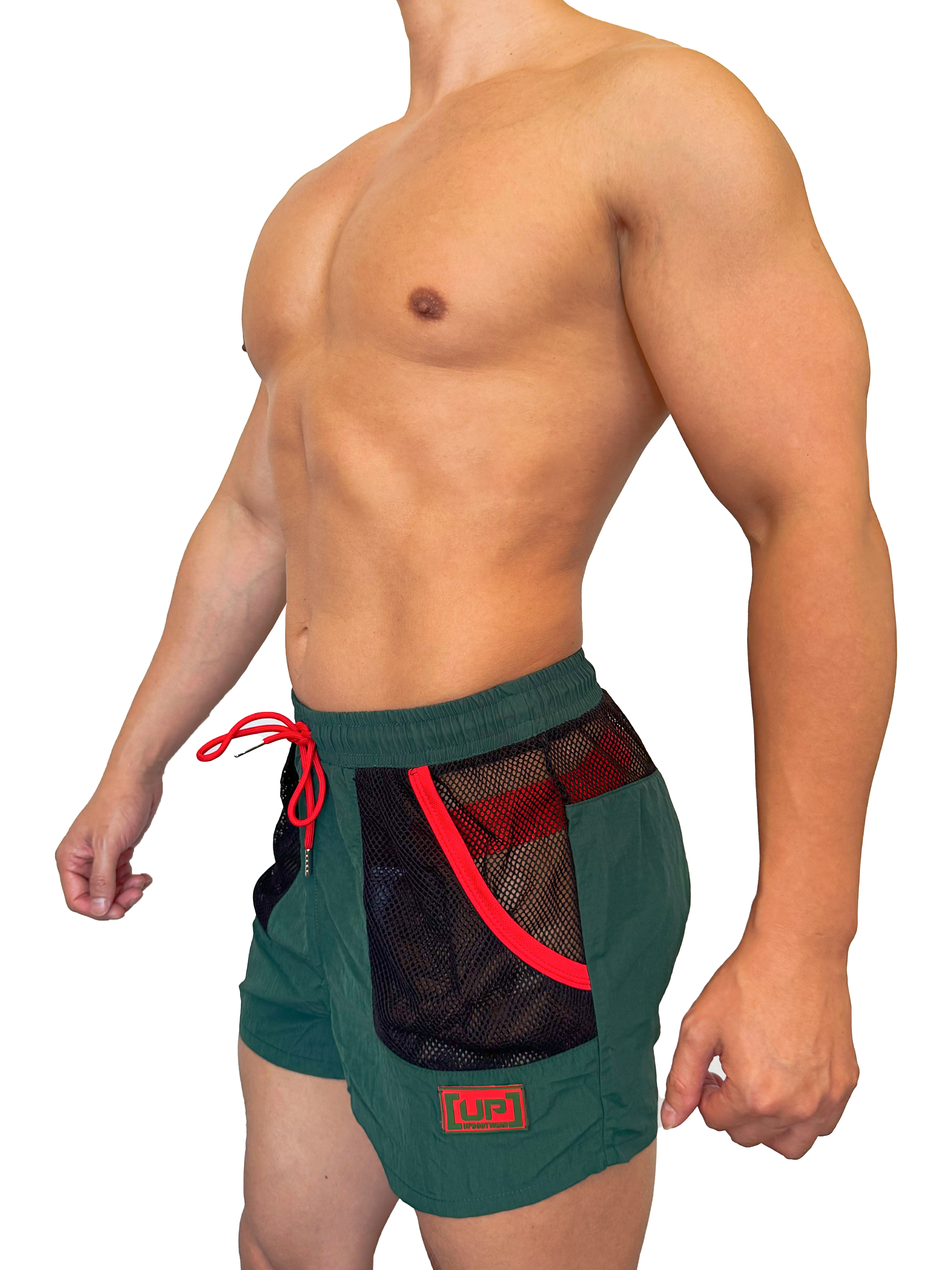 2025全新系列 - UP For Fun Surf 網透沙灘短褲 森林綠