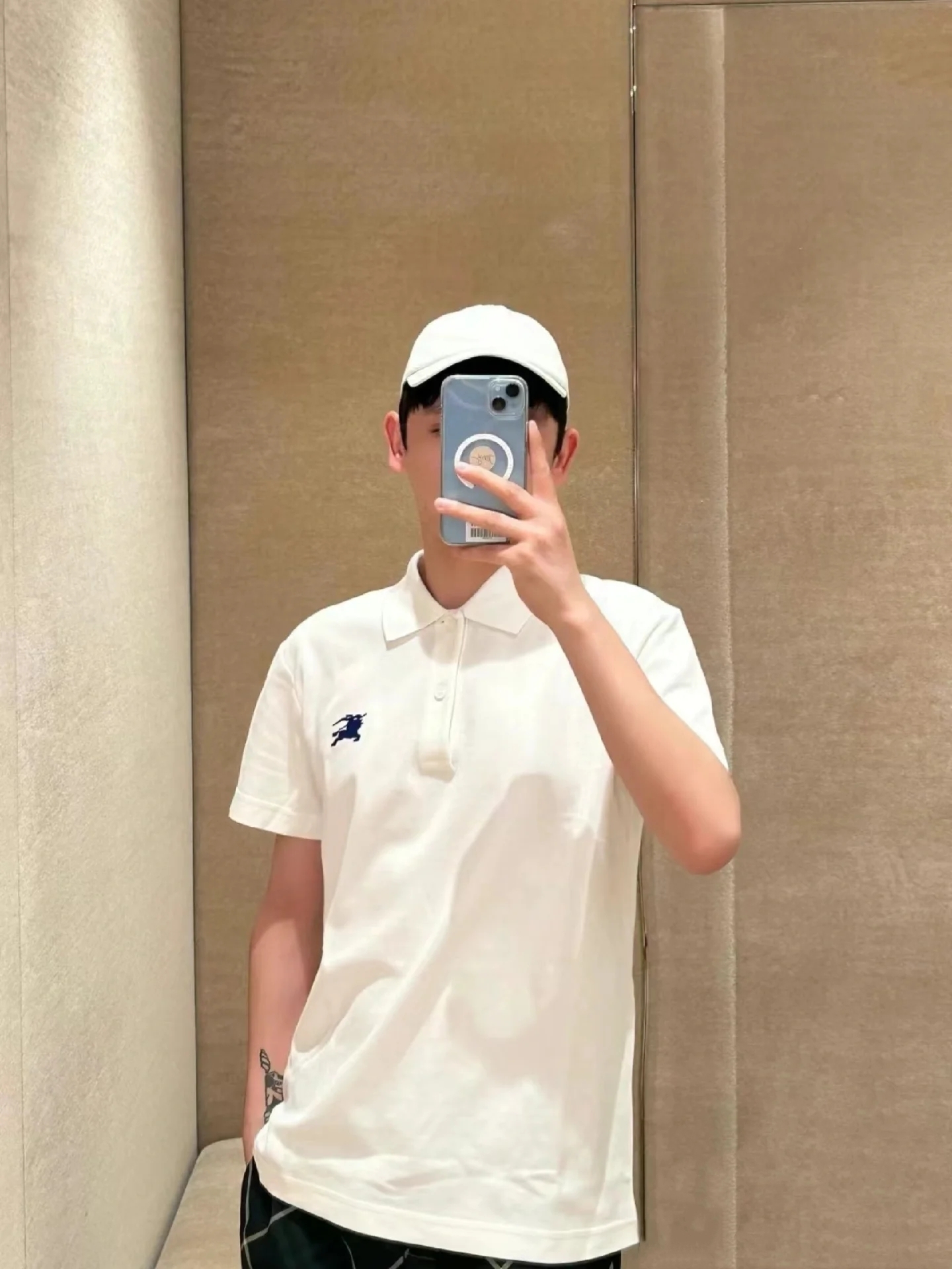 BBR 白色 經典 男款 刺繡藍色戰馬 Polo