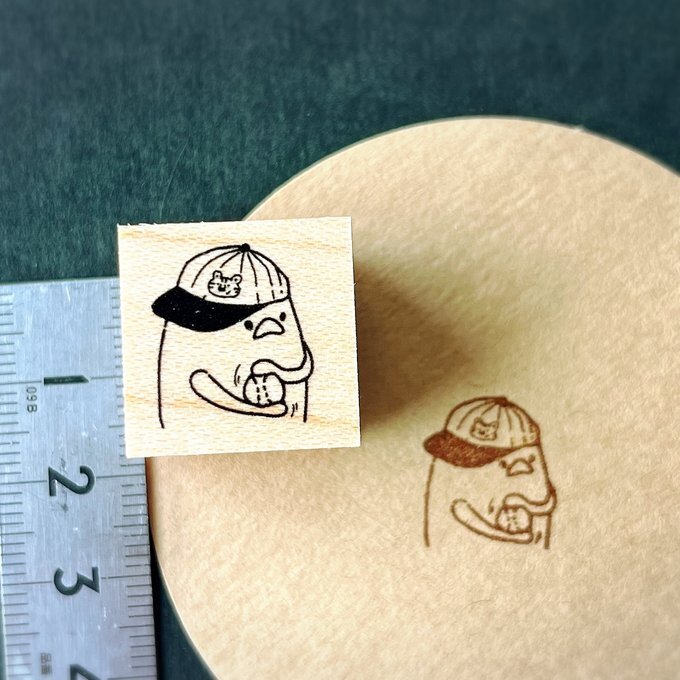 日本YUN．老虎隊球迷 2x2cm原創櫸木印章