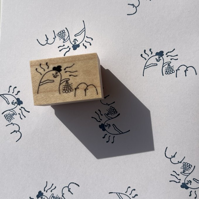 日本YUN．雞媽媽的催眠術 2x3cm原創櫸木印章